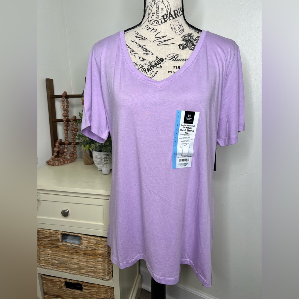 Brand New-Member’s Mark V-Neck Sweet Violet T-Shirt